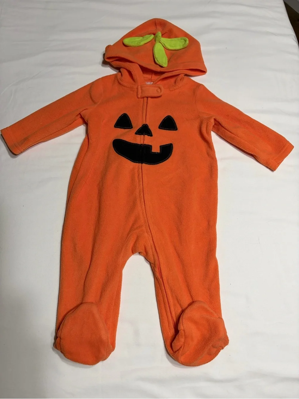 small wonders Orange Pumpkin Hooded Footed One-Piece